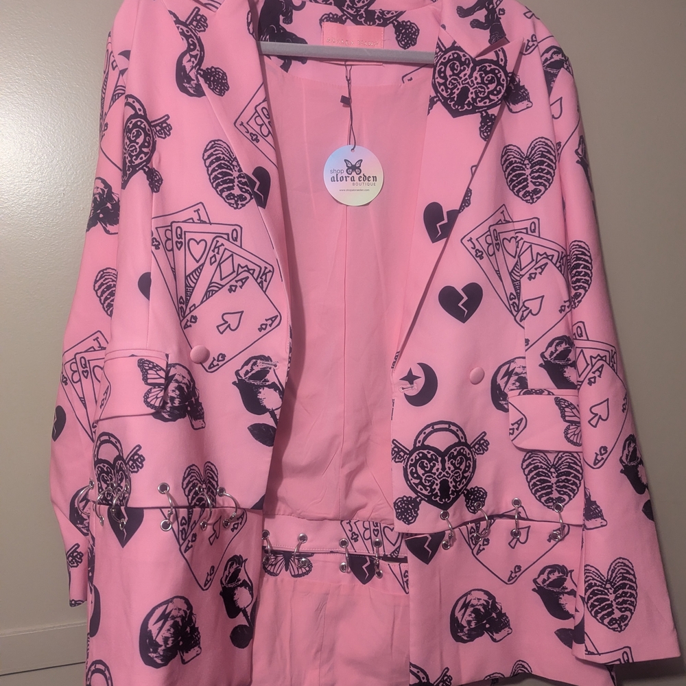 Vibrant Pink Graphic Women's Blazer - Picture 4 of 5